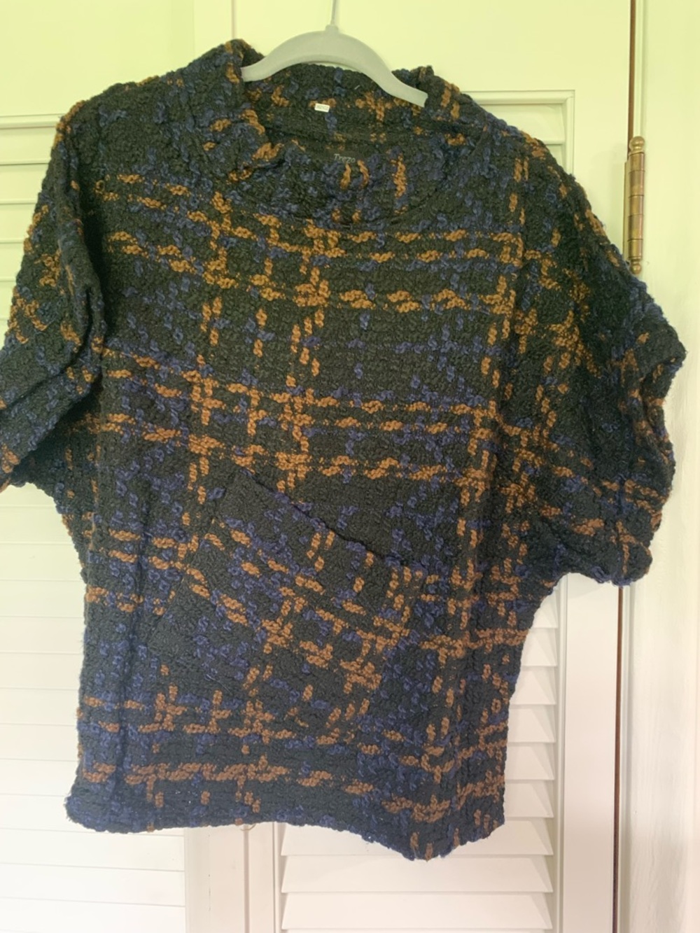 Navy and Brown Textured Pullover